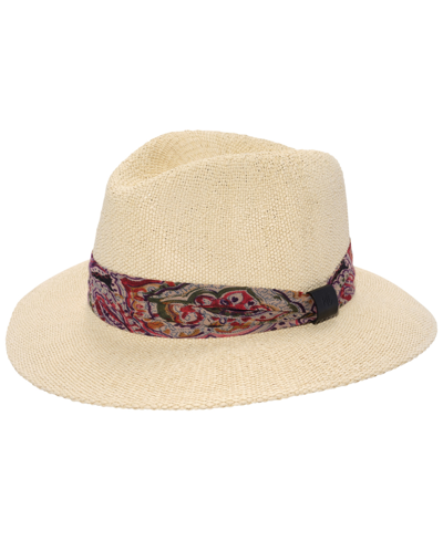 Lauren Ralph Lauren Fabric Band With Fedora Hat In Natural,black