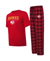 COLLEGE CONCEPTS MEN'S COLLEGE CONCEPTS RED, BLACK ATLANTA HAWKS ARCTIC T-SHIRT AND PAJAMA PANTS SLEEP SET