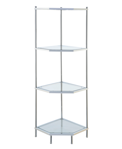 Convenience Concepts 13.75" Chrome Royal Crest 4 Tier Glass Corner Shelf In Chrome,glass