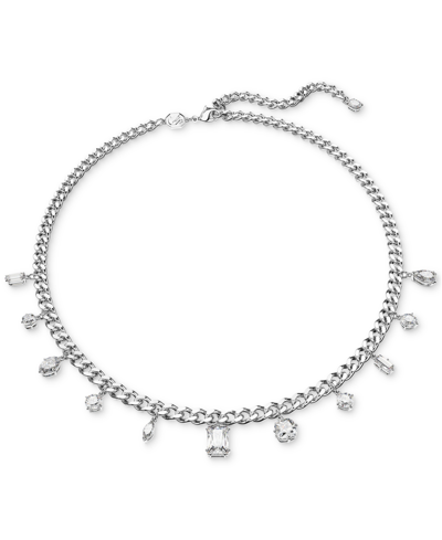 Swarovski Rhodium-plated Crystal Charm Necklace, 16-1/2" + 3" Extender In Silver