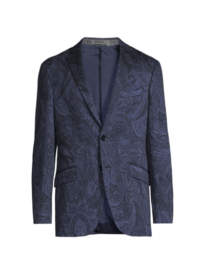 Etro Men's Paisley Two-button Suit Jacket In Navy