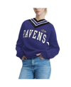 TOMMY HILFIGER WOMEN'S TOMMY HILFIGER PURPLE BALTIMORE RAVENS HEIDI RAGLAN V-NECK SWEATER