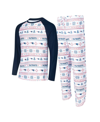Concepts Sport Men's  White, Navy New England Patriots Tinsel Raglan Long Sleeve T-shirt And Pants Sl In White,navy