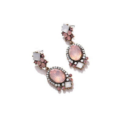 Sohi Pink Color Gold Plated Designer Stone Drop Earring For Women's