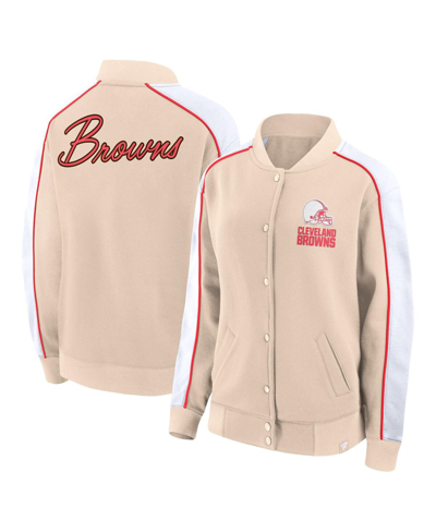 Fanatics Women's  Tan Cleveland Browns Lounge Full-snap Varsity Jacket