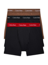 Calvin Klein Men's 3-pack Cotton Stretch Boxer Briefs In Black Brown Red