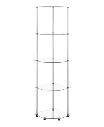 Convenience Concepts 13.75" Glass Designs2go Classic 5 Tier Corner Tower In Glass,chrome