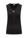 Brunello Cucinelli Monili Chain-embellished Tank Top In Nero