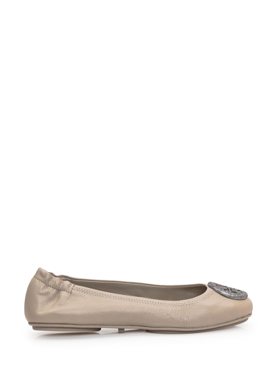 Tory Burch Minnie Ballet In Stone Gray Silver