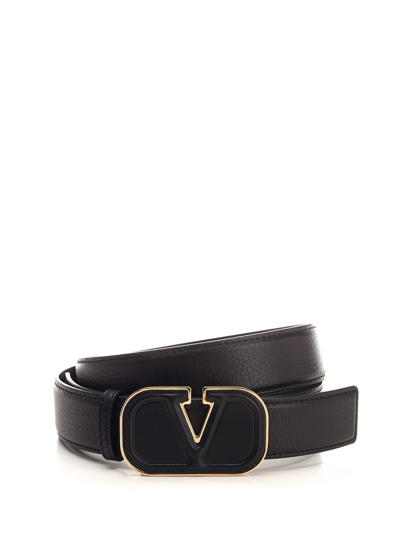 Valentino Garavani V Logo Belt In Black