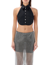 Philosophy Di Lorenzo Serafini Pleat-detail Satin Crop Top In Black