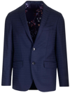 Etro Jacquard Wool Blazer In Blue
