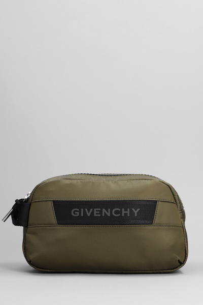 Givenchy G-trek Toilet Pouch Clutch In Khaki Polyamide