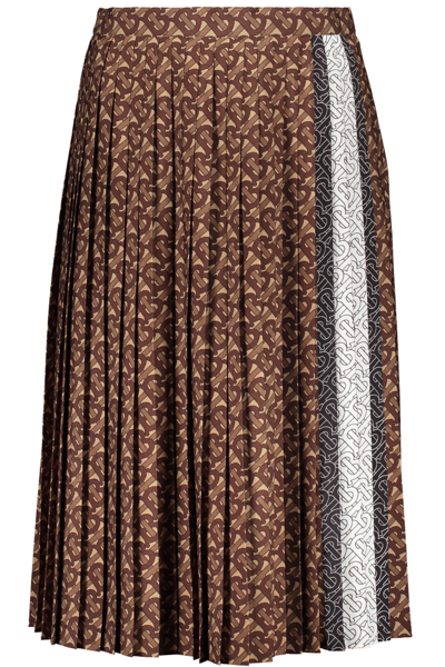 Burberry Printed Midi Skirt In Brown