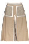 Burberry Contrasting-trim Midi Skirt In Beige