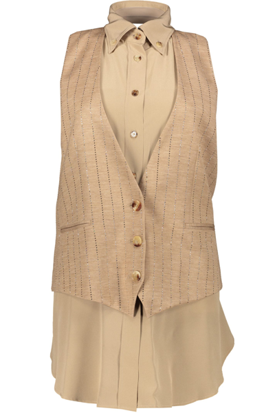 Burberry Single-breasted Vest In Beige