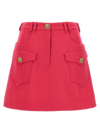 Balmain High-waisted Mini Skirt Logo Buttons In Fuchsia