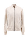 Brunello Cucinelli Beaded Leather Bomber Jacket In Beige