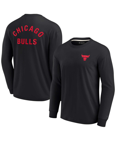 Fanatics Signature Men's And Women's  Black Chicago Bulls Super Soft Long Sleeve T-shirt
