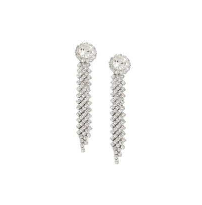 Sohi Women's Silver Circular Bling Drop Earrings