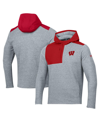 UNDER ARMOUR MEN'S UNDER ARMOUR GRAY WISCONSIN BADGERS SURVIVOR FLEECE HOODIE QUARTER-ZIP JACKET