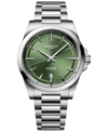 Longines Mens Sunray Green L3.830.4.02.6 Conquest Stainless-steel Automatic Watch In Silver
