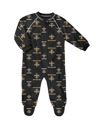 Outerstuff Babies' Infant Boys And Girls Black New Orleans Saints Allover Print Raglan Full-zip Jumper