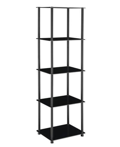 Convenience Concepts 15.75" Glass Designs2go Classic 5 Tier Tower In Black Glass