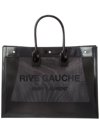 Saint Laurent Rive Gauche Small Ysl Mesh Tote Bag In Black