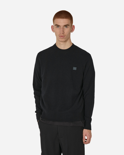 Acne Studios Face Logo Crewneck Sweater In Black