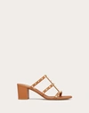 VALENTINO GARAVANI VALENTINO GARAVANI ROCKSTUD CALFSKIN LEATHER SLIDE SANDAL 60 MM WOMAN ALMOND 42