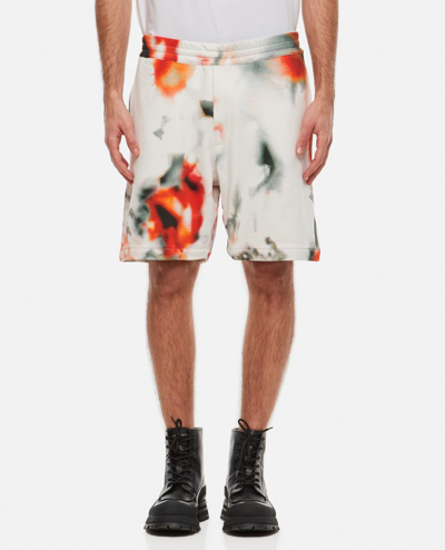 Alexander Mcqueen Cotton Printed Shorts In White