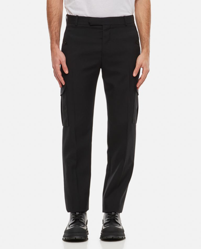 Alexander Mcqueen Wool Gabardine Trousers In Black