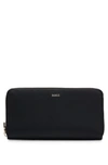 Hugo Boss Faux-leather Zip-up Wallet With Logo Lettering In Black