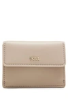 Hugo Boss Faux-leather Card Holder With Zipped Coin Pocket In Beige