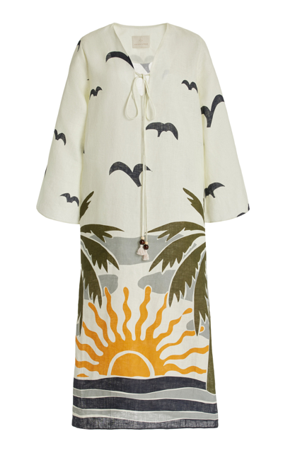 Cala De La Cruz Beatrice Linen Tunic Midi Dress In Print