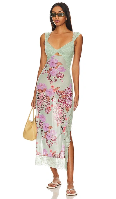 Free People X Intimately Fp Suddenly Fine Maxi Slip Dress In Sage | ModeSens