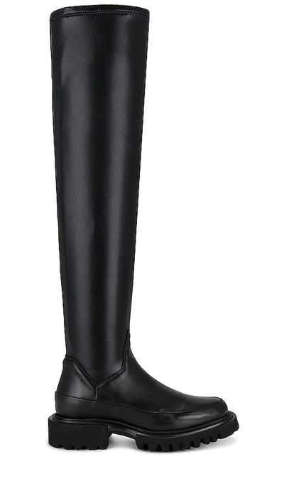 Allsaints Leona Over The Knee Leather Boots In Black