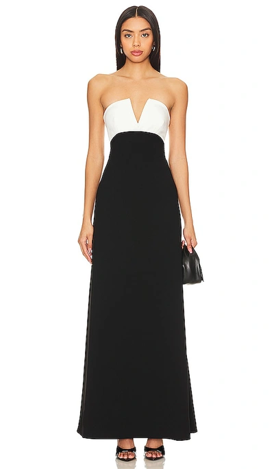 Lovers & Friends Anais Strapless Gown In Black & White