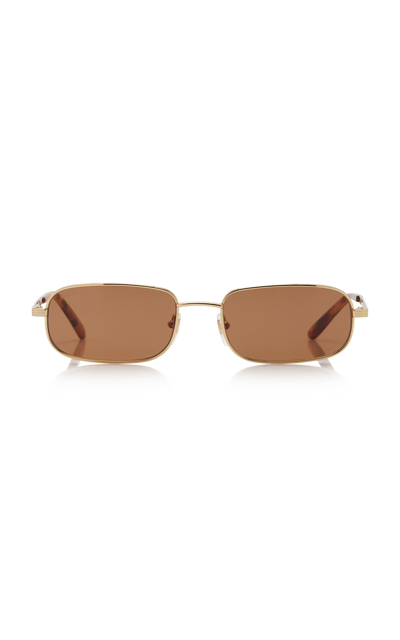 Gucci Slim Square-frame Metal Sunglasses In Brown