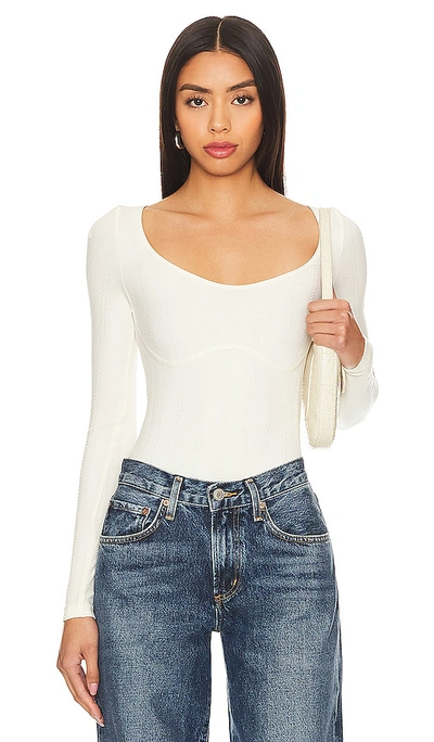 Steve Madden Women's Serent Seamless Long-sleeve Bodysuit In Cream