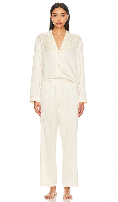 Lunya Silk Long Sleeve Pajama Pant Set In Swan White