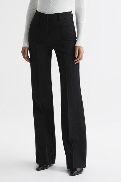 Reiss Claude - Black High Rise Flared Trousers, Uk 16 R