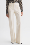 Reiss Claude - Cream High Rise Flared Trousers, Uk 6 R