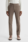 REISS WALL - MUSHROOM SLIM FIT MOLESKIN ADJUSTER TROUSERS, 38