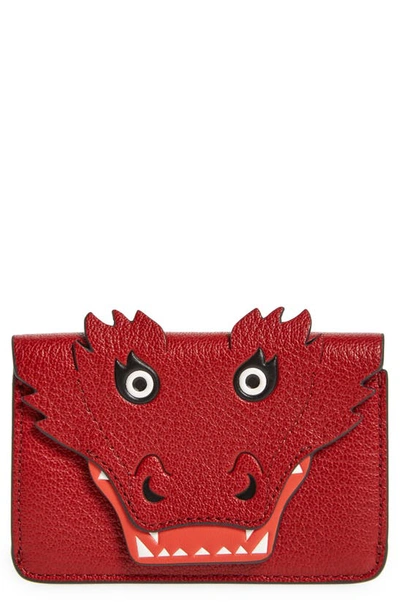 Anya Hindmarch Dragon Leather Card Case In Russett