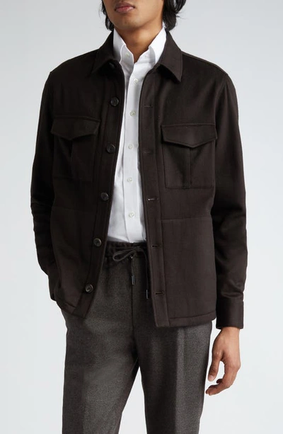 Thom Sweeney Cashmere Overshirt In Brown