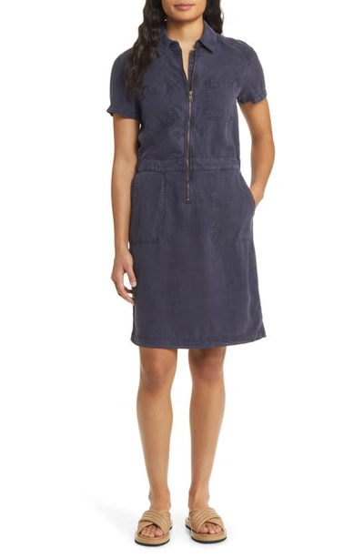 Caslon Utility Short Sleeve Zip Front Shirtdress In Navy Charcoal