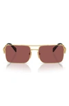 Prada 56mm Rectangular Sunglasses In Gold