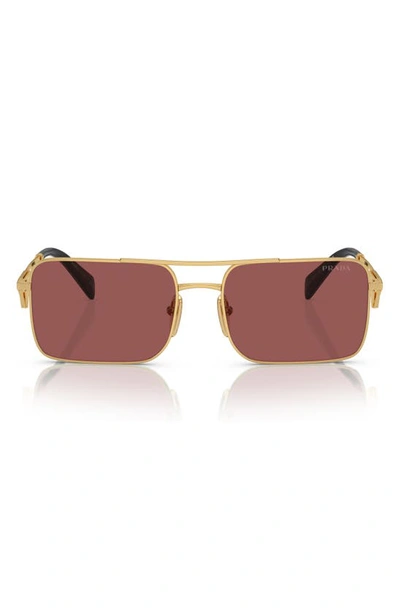 Prada 56mm Rectangular Sunglasses In Gold